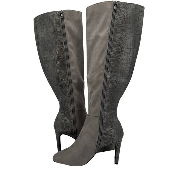 NEW Journee Collection Elisabeth Womens Half-Block Knee High Boots Gray Size 7.5 - Picture 3 of 12